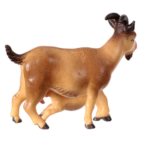 Chèvre avec chevreau crèche Original Comète bois peint Val Gardena 10 cm 3