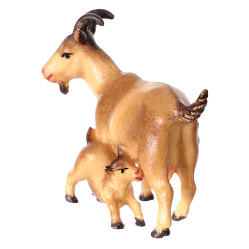 Goat with Kid, 10 cm nativity Original Comet model, in painted Valgardena wood 4