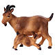 Chèvre avec chevreau crèche Original Comète bois peint Val Gardena 12 cm s1