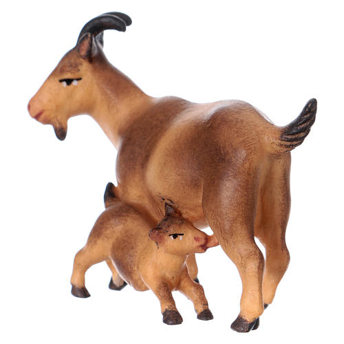 Goat with Baby Goat, 12 cm nativity Original Comet model, in painted Valgardena wood 3