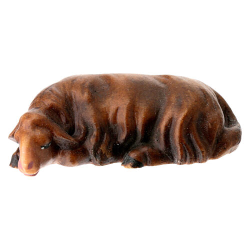 Mouton foncé qui dort crèche Original Comète bois peint Val Gardena 10 cm 1