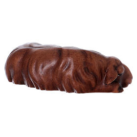 Ovelha marom que dorme presépio madeira pintada Original Cometa Val Gardena 12 cm