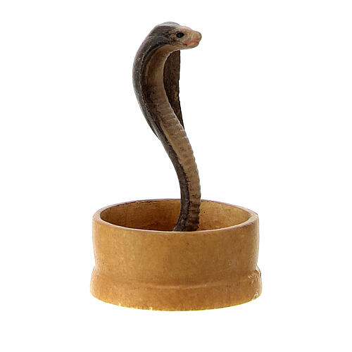 Serpiente en la cesta belén Original Cometa madera pintada en Val Gardena 10 cm de altura media 3