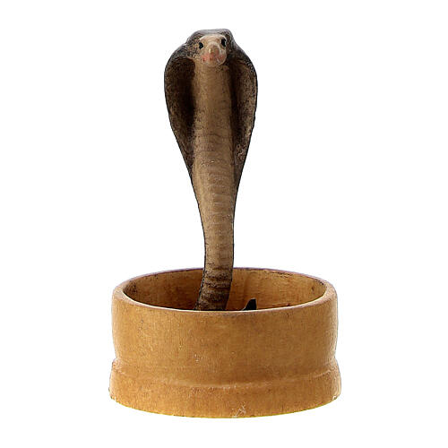Serpente no cesto para presépio  madeira pintada Original Cometa Val Gardena 10 cm 1