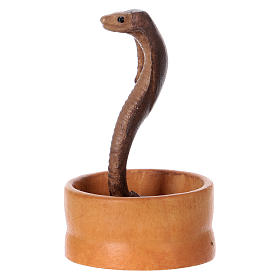 Serpiente en la cesta belén Original Cometa madera pintada en Val Gardena 12 cm de altura media