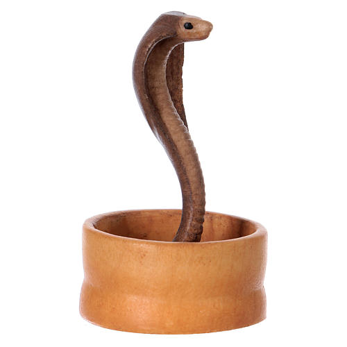 Serpiente en la cesta belén Original Cometa madera pintada en Val Gardena 12 cm de altura media 3