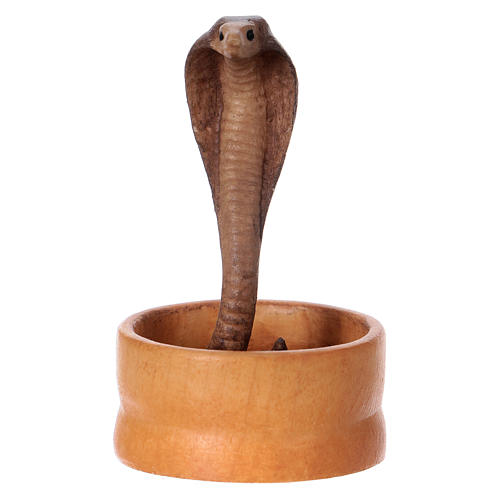 Serpent dans un panier crèche Original Comète bois peint Val Gardena 12 cm 1