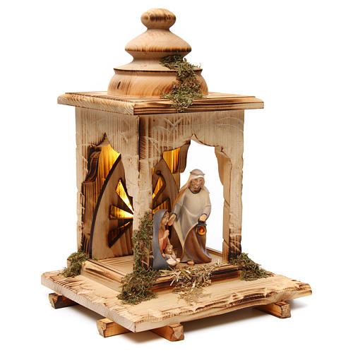 Cometa Holy Family lantern with light Original Cometa Nativity Scene in painted wood from Val Gardena 12 cm 3