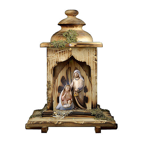 Wooden Lantern with Nativity Scene, 12 cm nativity Original Comet model, in painted in Val Gardena wood 1