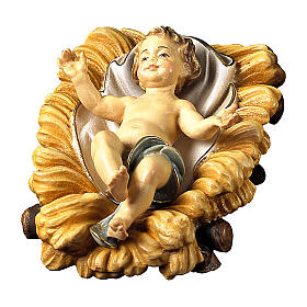 Crèche Noël Val Gardena: Enfant Jésus avec berceau crèche Original bois peint Val Gardena 10 cm Crèche Noël Val Gardena: Enfant Jésus avec berceau crèche Original bois peint Val Gardena 10 cm