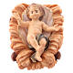 Gesù bambino con culla per presepe Original legno dipinto in Valgardena 12 cm s1