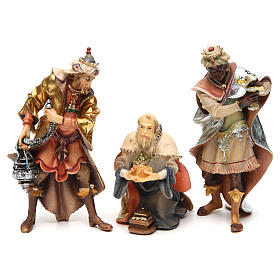Tres reyes magos para belén Original madera pintada en Val Gardena 12 cm de altura media