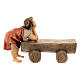 Anciano en un banco con niño belén Original madera pintada en Val Gardena 10 cm de altura media s3