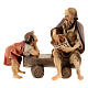 Homem idoso no banco com menino presépio Val Gardena Original madeira pintada 10 cm s1