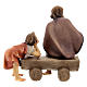 Homem idoso no banco com menino presépio Val Gardena Original madeira pintada 10 cm s4