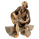 Old man on bench with child Original Nativity Scene in painted wood from Val Gardena 12 cm s3