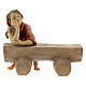 Anciano en un banco con niño para belén Original madera pintada en Val Gardena 10 cm de altura media s5