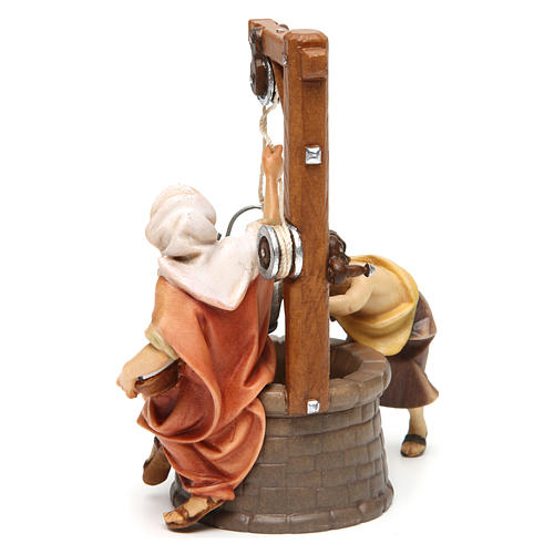 People at the well Original Nativity Scene in painted wood from Val Gardena 10 cm 4
