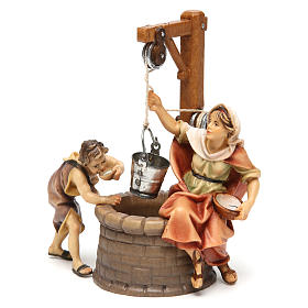 Group at the Well, 10 cm Original Nativity model, in painted Valgardena wood