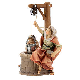 Boy and Girl at the Well, 12 cm Original Nativity model, in painted Valgardena wood