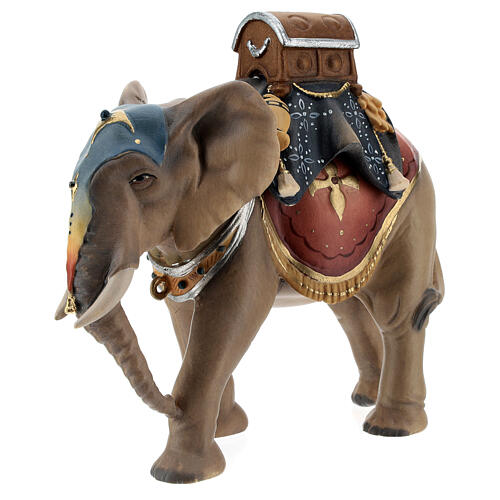 Elephant with saddle and baggage Original Nativity Scene in painted wood from Val Gardena 10 cm 3