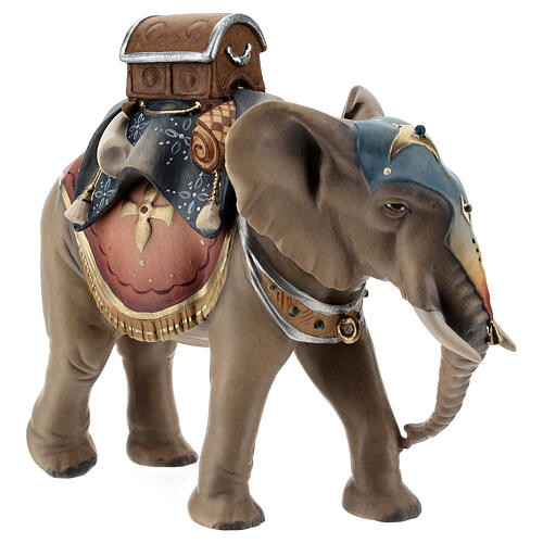 Elephant with saddle and baggage Original Nativity Scene in painted wood from Val Gardena 10 cm 4