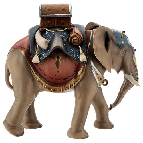 Elephant with saddle and baggage Original Nativity Scene in painted wood from Val Gardena 10 cm 5