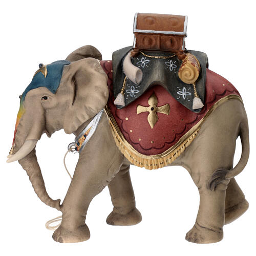 Elefant mit Warenladung und Hirte Mod. Original Grödnertal Holz 12cm 3