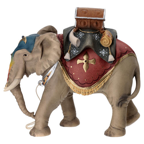 Elephant with saddle and baggage Original Nativity Scene in painted wood from Val Gardena 12 cm 3