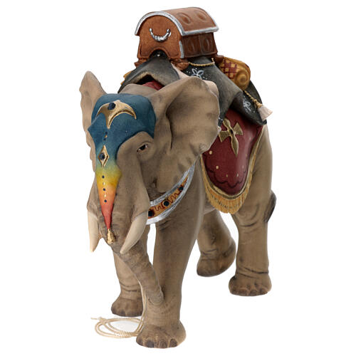 Gruppo dell'elefante con sella e bagagli per presepe Original legno dipinto in Valgardena 12 cm 6