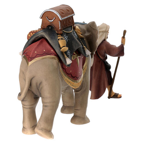 Gruppo dell'elefante con sella e bagagli per presepe Original legno dipinto in Valgardena 12 cm 12