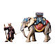 Gruppo dell'elefante con sella e bagagli per presepe Original legno dipinto in Valgardena 12 cm s1