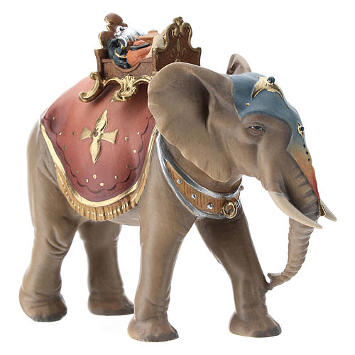 Gruppo dell'elefante con sella e gioielli presepe Original legno dipinto in Val Gardena 10 cm 5
