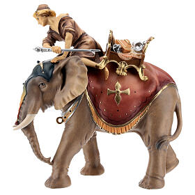 Groupe éléphant bardé avec bijoux crèche Original bois peint Val Gardena 12 cm