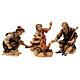 Group of Shepherds at the Fire, 10 cm Original Nativity model, in painted Valgardena wood s1