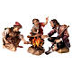 Groupe de bergers au feu de camp crèche Original bois peint Val Gardena 12 cm s1