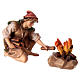 Groupe de bergers au feu de camp crèche Original bois peint Val Gardena 12 cm s2