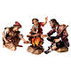 Grupo pastores com fogueira presépio Val Gardena Original madeira pintada 12 cm s1
