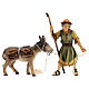Shepherd pulling a donkey with timber Original Nativity Scene in painted wood from Val Gardena 10 cm s3