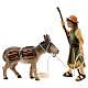 Shepherd Pulling a Donkey with Wood, 10 cm Original Nativity model, in painted Valgardena wood s2