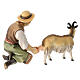 Pastor que ordeña una cabra para belén Original madera pintada en Val Gardena 12 cm de altura media s6