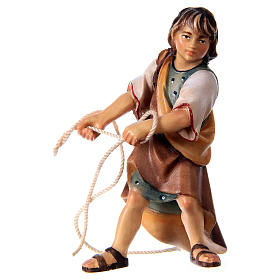 Boy Pulling a Ram, 12 cm Original Nativity model, in painted Valgardena wood