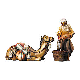 Liegender Kamel mit Kameltreiber 12cm Mod. Original Grödnertal Holz