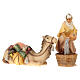Chamelier avec chameau accroupi crèche Original bois peint Val Gardena 12 cm s1