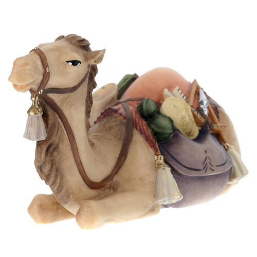 Cameleiro com camelo sentado presépio Val Gardena Original madeira pintada 12 cm 3