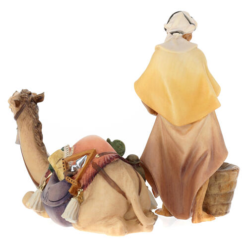 Camel Caretaker with Camel Sitting, 12 cm Original Nativity model, in painted Val Gardena wood 7