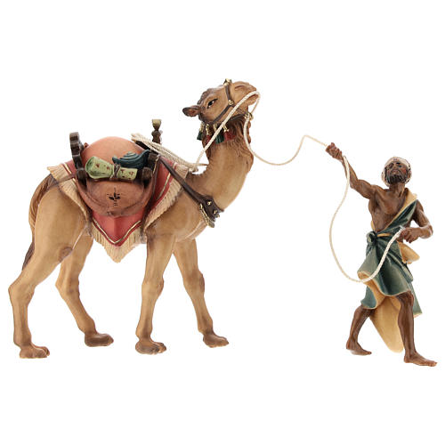 Camellero con camello de pie belén Original madera pintada en Val Gardena 10 cm de altura media 3