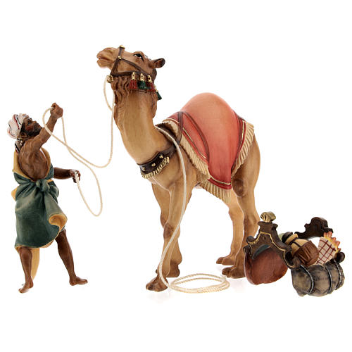 Chamelier avec chameau debout crèche Original bois peint Val Gardena 10 cm 5