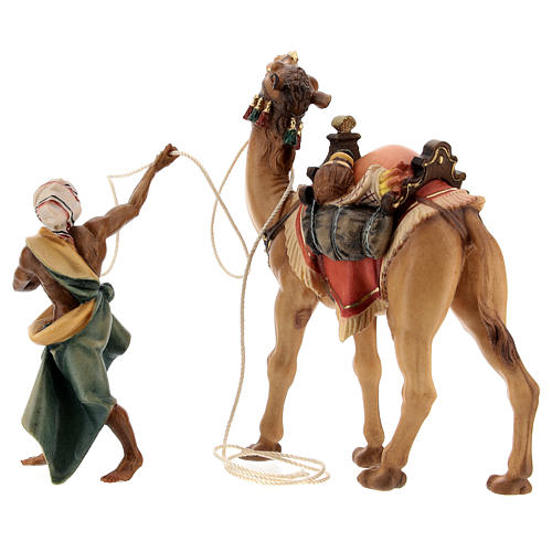 Camel Puller with Camel Standing, 10 cm Original Nativity model, in painted Val Gardena wood 6