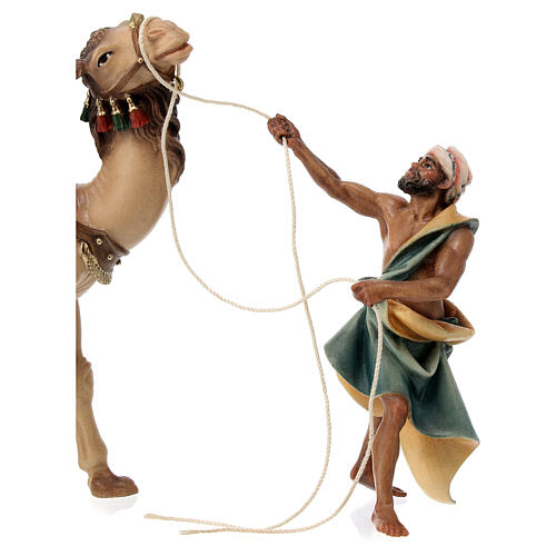 Camellero con camello de pie para belén Original madera pintada en Val Gardena 12 cm de altura media 3